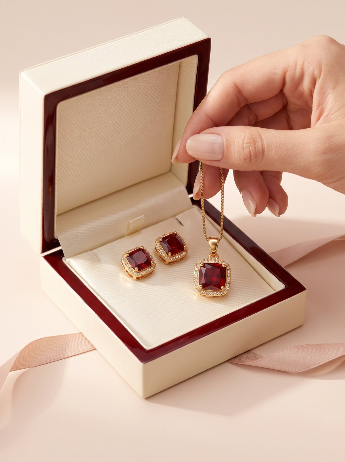 Ruby Halo Set