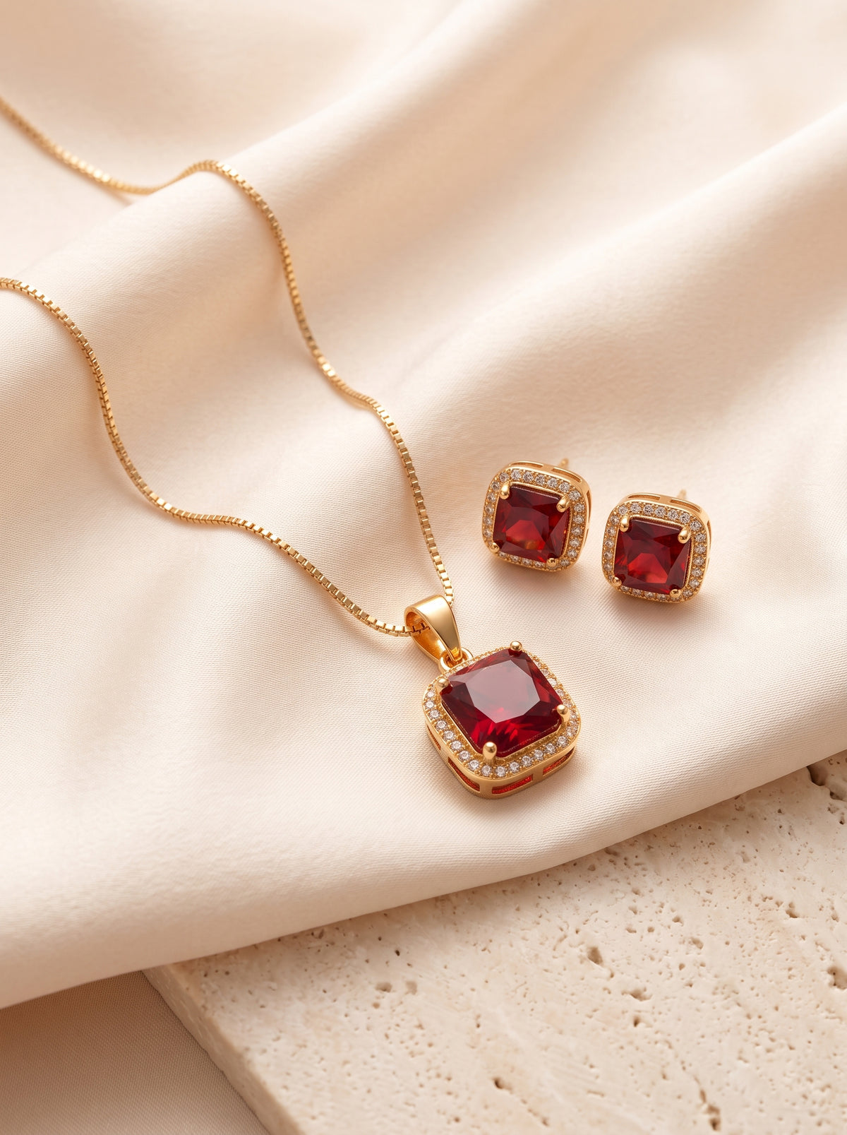 Ruby Halo Set